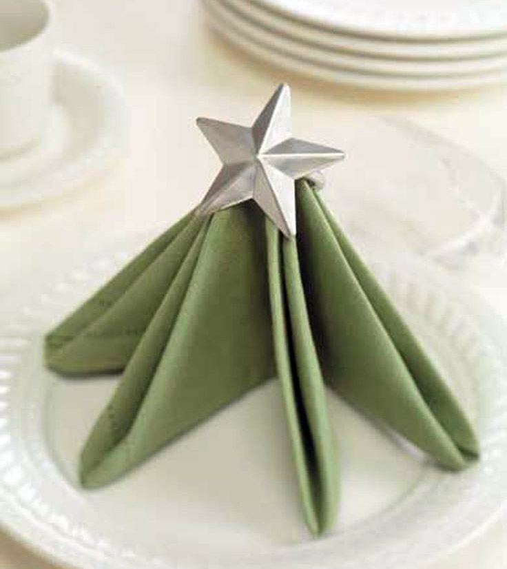 Napkin folded in the shape of a herringbone