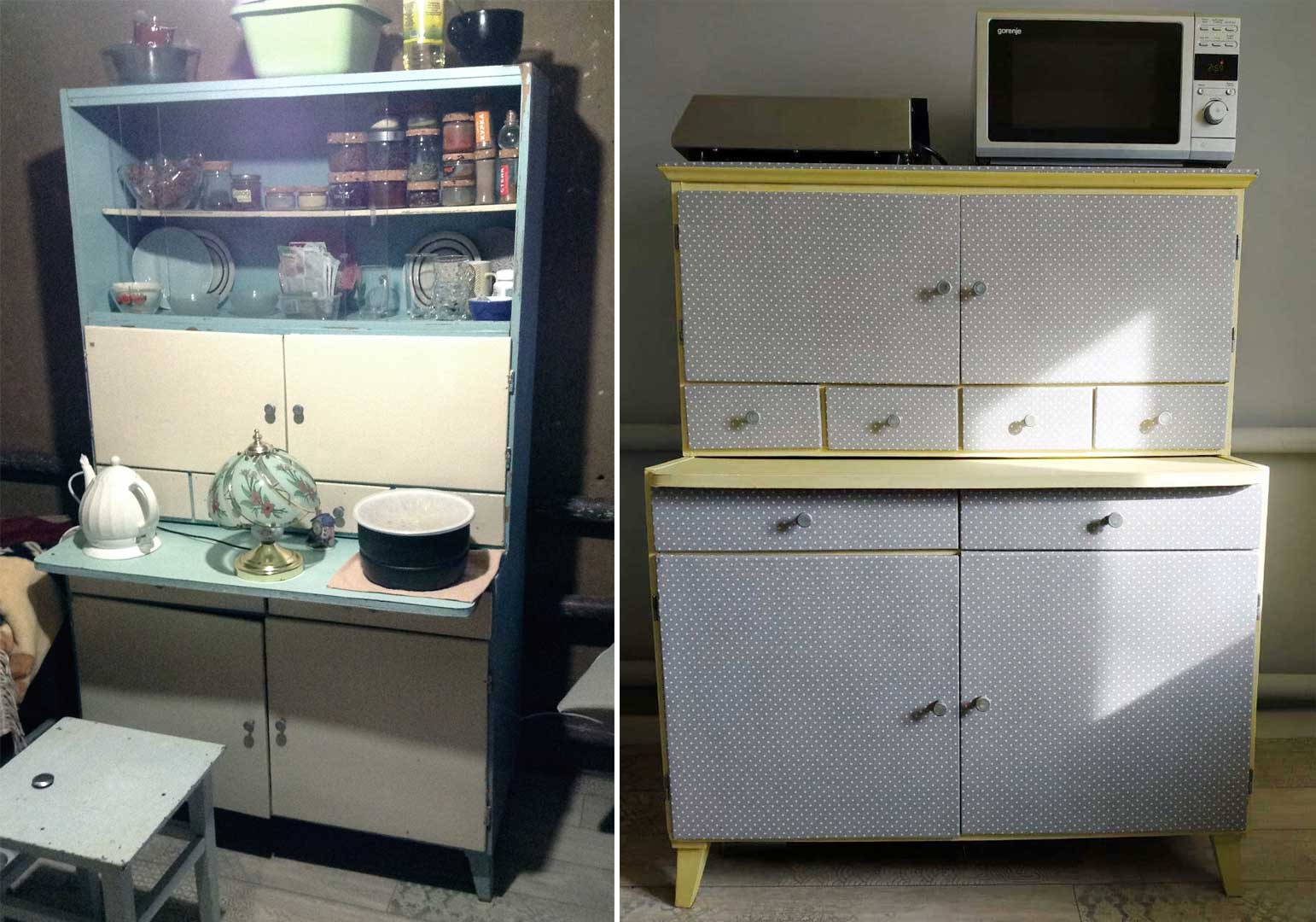 Sideboard remodel before and after