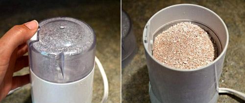 Cáscara de huevo en el molinillo de café