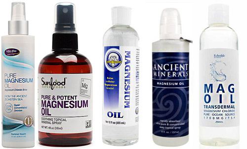 Aceite de magnesio de diferentes fabricantes